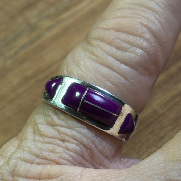 Navajo Selina Jake Mojave Purple stone & Sterling Ring - Picture 3 of 5